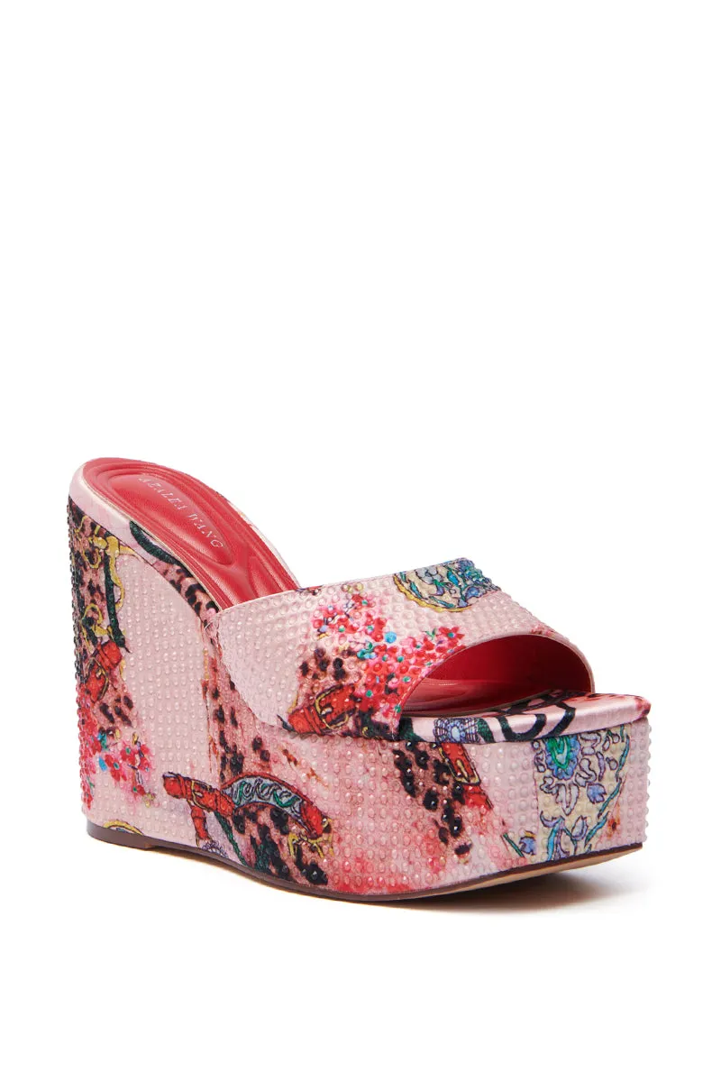AZALEA WANG KEYARA PINK EMBELLISHED WEDGE SANDAL sold by AKIRA product image thumbnail 3