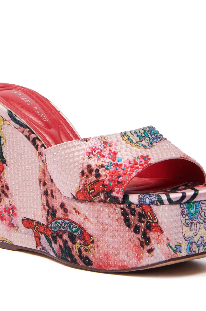 AZALEA WANG KEYARA PINK EMBELLISHED WEDGE SANDAL sold by AKIRA product image thumbnail 5