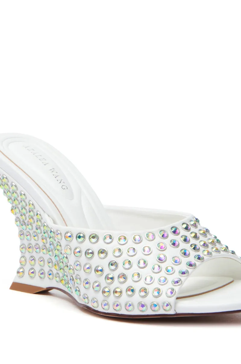 AZALEA WANG JUNIUS WHITE EMBELLISHED WEDGE SANDAL sold by AKIRA product image thumbnail 5
