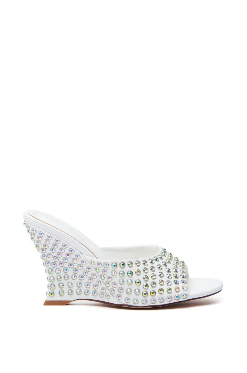 AZALEA WANG JUNIUS WHITE EMBELLISHED WEDGE SANDAL sold by AKIRA product image thumbnail 2