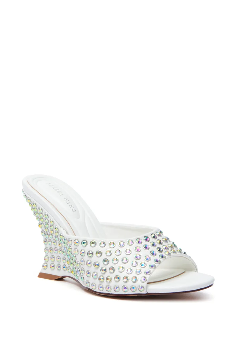 AZALEA WANG JUNIUS WHITE EMBELLISHED WEDGE SANDAL sold by AKIRA product image thumbnail 3