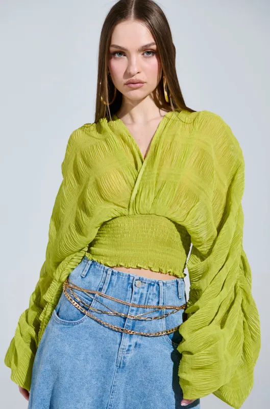 ALL THE BUZZ DEEP V LONG SLEEVE BLOUSE sold by AKIRA