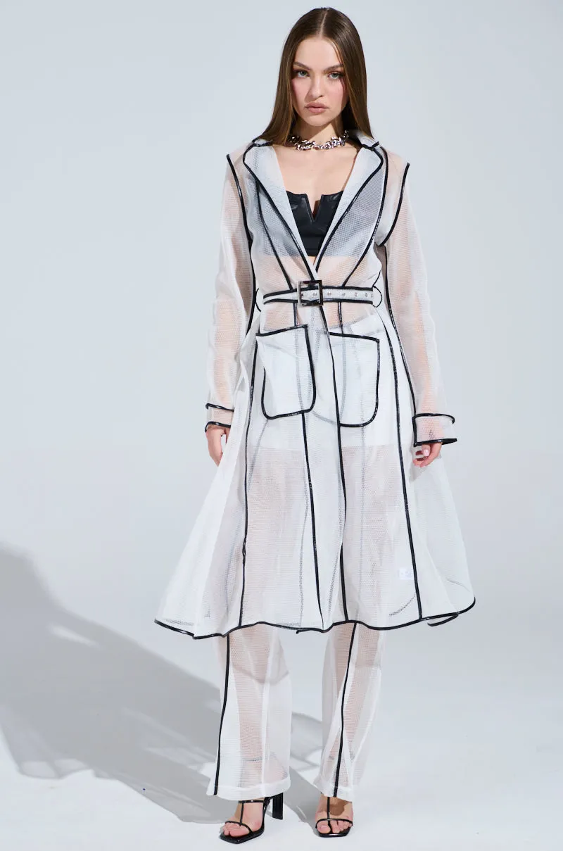 ONE TO WATCH MESH TRENCH IN WHITE sold by AKIRA product image thumbnail 4