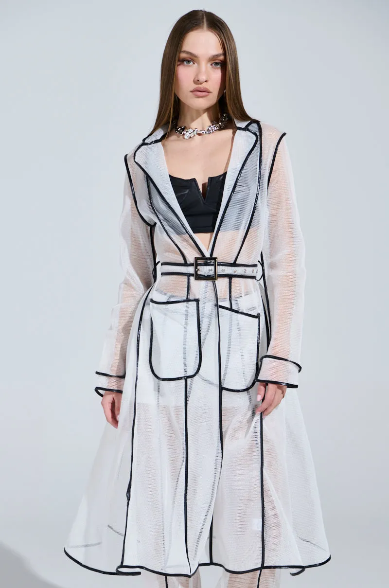 ONE TO WATCH MESH TRENCH IN WHITE sold by AKIRA