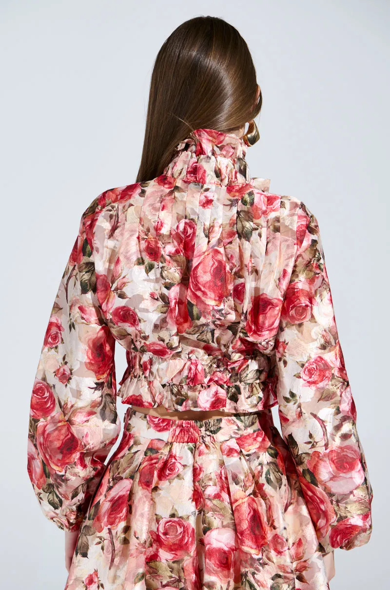 DANCE WITH ME FLORAL TIE FRONT BLOUSE sold by AKIRA product image thumbnail 4