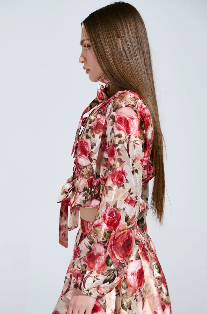 DANCE WITH ME FLORAL TIE FRONT BLOUSE sold by AKIRA product image thumbnail 3