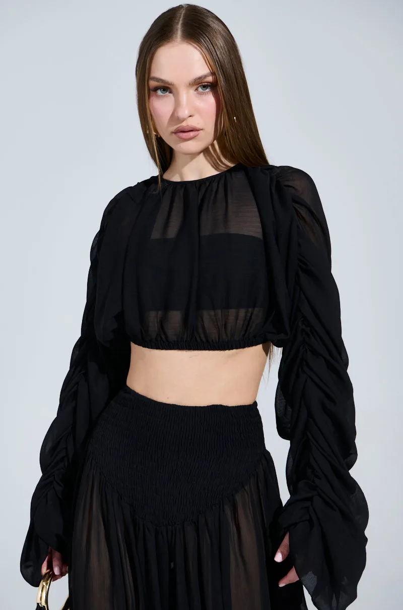 LAURA RUCHED CROPPED BLOUSE sold by AKIRA product image thumbnail 2