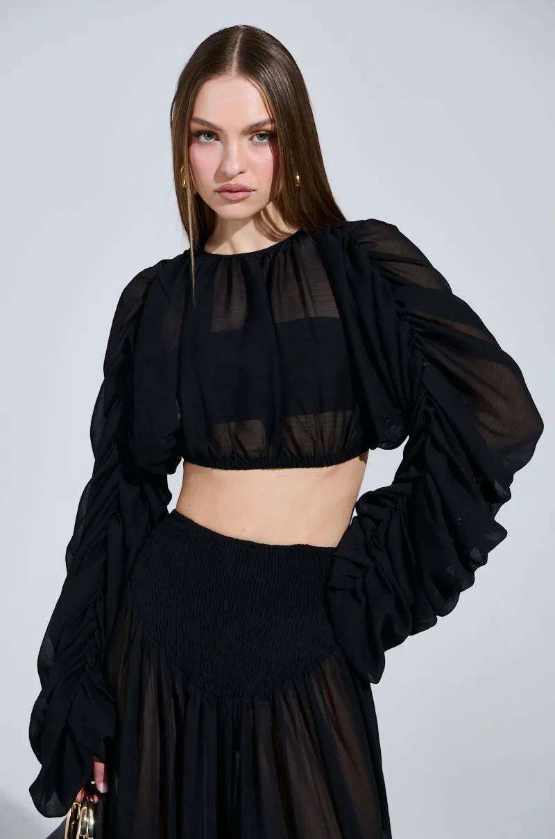 LAURA RUCHED CROPPED BLOUSE sold by AKIRA product image thumbnail 3