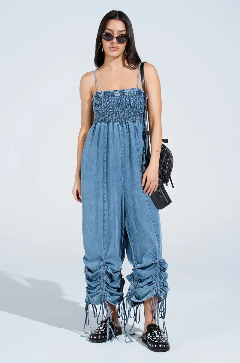 JUMPIN AROUND DENIM JUMPSUIT sold by AKIRA product image thumbnail 3