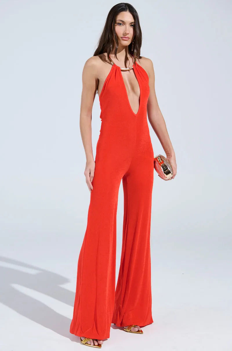 BACK IN TIME JUMPSUIT WITH RUCHING sold by AKIRA