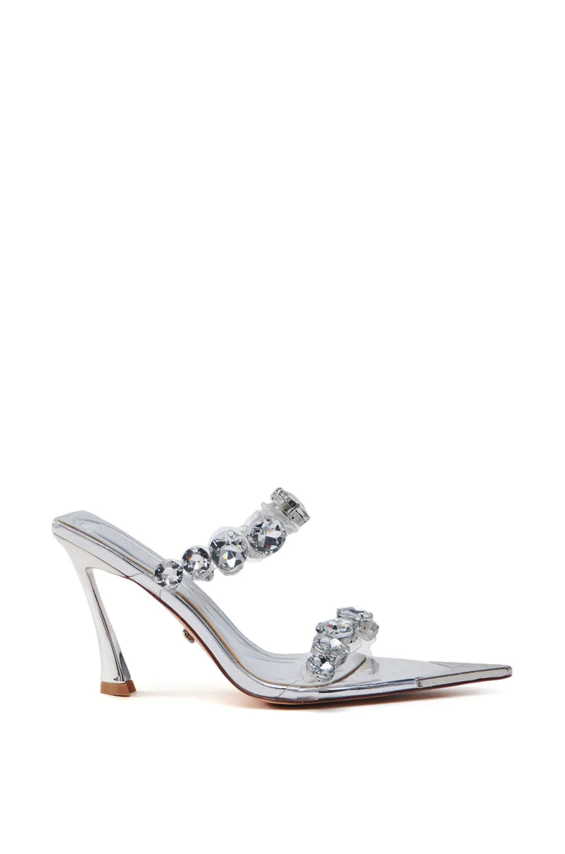AZALEA WANG PAOLINA SILVER RHINESTONE CHUNKY HEEL SANDAL sold by AKIRA product image thumbnail 4