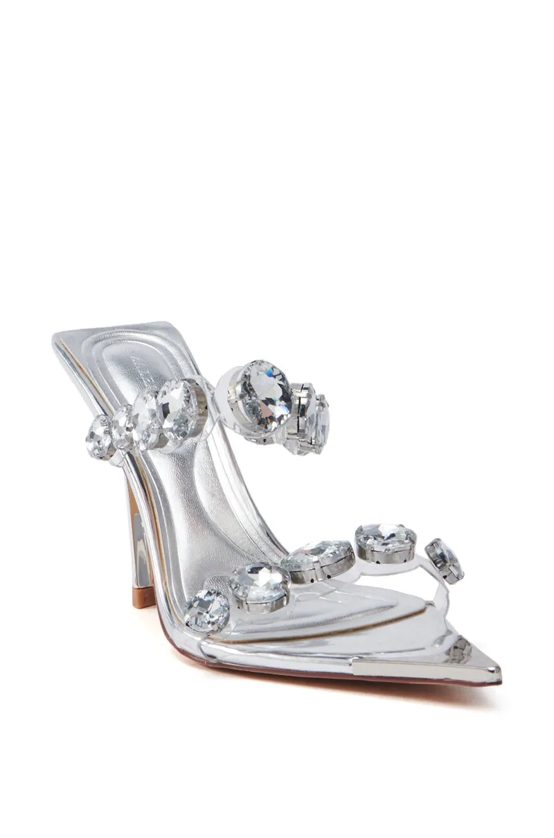 AZALEA WANG PAOLINA SILVER RHINESTONE CHUNKY HEEL SANDAL sold by AKIRA product image thumbnail 5