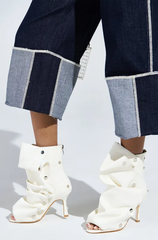 AZALEA WANG BIRD SONG SNAP OPEN TOE BOOTIE IN BONE sold by AKIRA