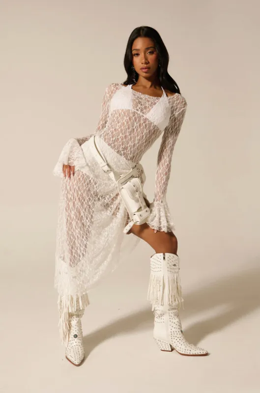 LILY LACE BLOUSE IN WHITE sold by AKIRA