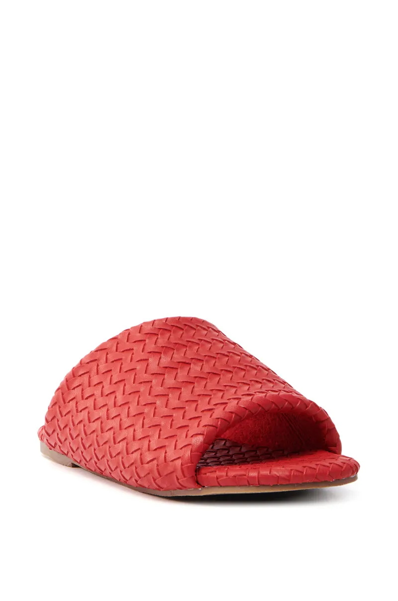AKIRA GAIA RED BRAIDED FLAT SLIP ON SANDAL sold by AKIRA product image thumbnail 4