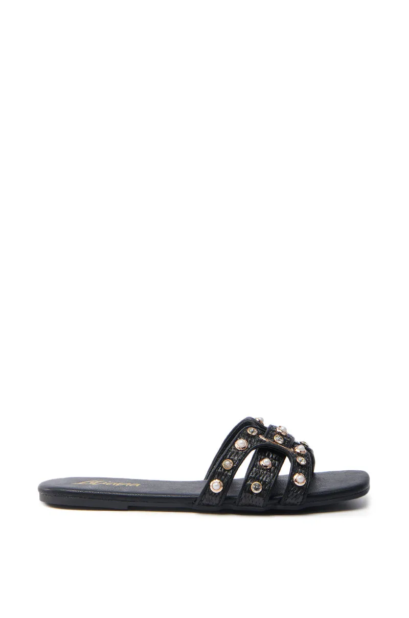 LISA BLACK EMBELLISHED SLIP ON SANDAL sold by AKIRA product image thumbnail 4