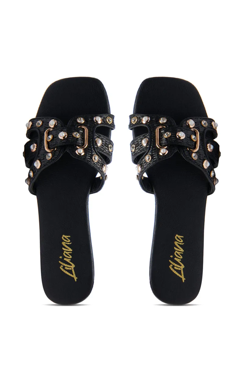 LISA BLACK EMBELLISHED SLIP ON SANDAL sold by AKIRA product image thumbnail 3