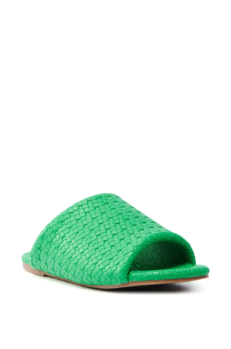 AKIRA GAIA GREEN BRAIDED FLAT SLIP ON SANDAL sold by AKIRA product image thumbnail 4