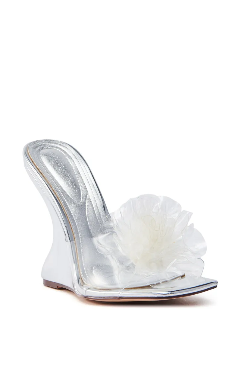 AZALEA WANG UMBRIA SILVER PVC FLOWER WEDGE SANDAL sold by AKIRA product image thumbnail 3