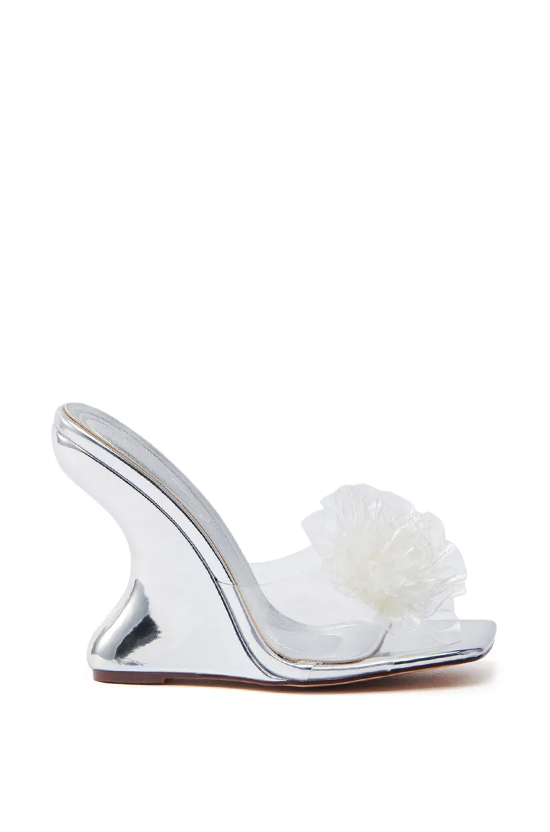 AZALEA WANG UMBRIA SILVER PVC FLOWER WEDGE SANDAL sold by AKIRA product image thumbnail 2
