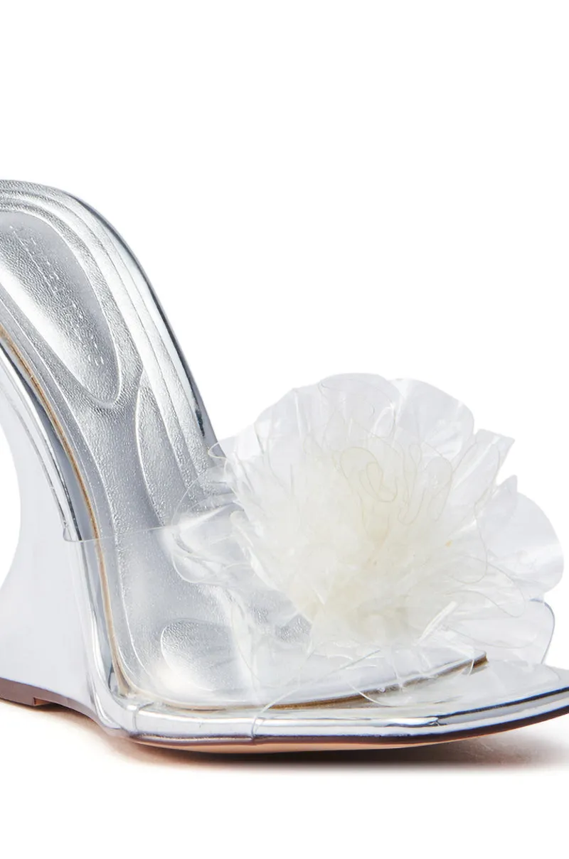 AZALEA WANG UMBRIA SILVER PVC FLOWER WEDGE SANDAL sold by AKIRA product image thumbnail 5