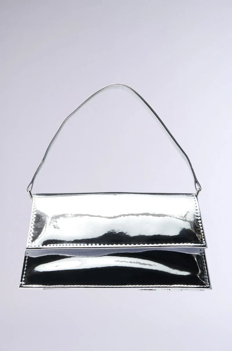 I STAND ALONE CHROME PURSE sold by AKIRA
