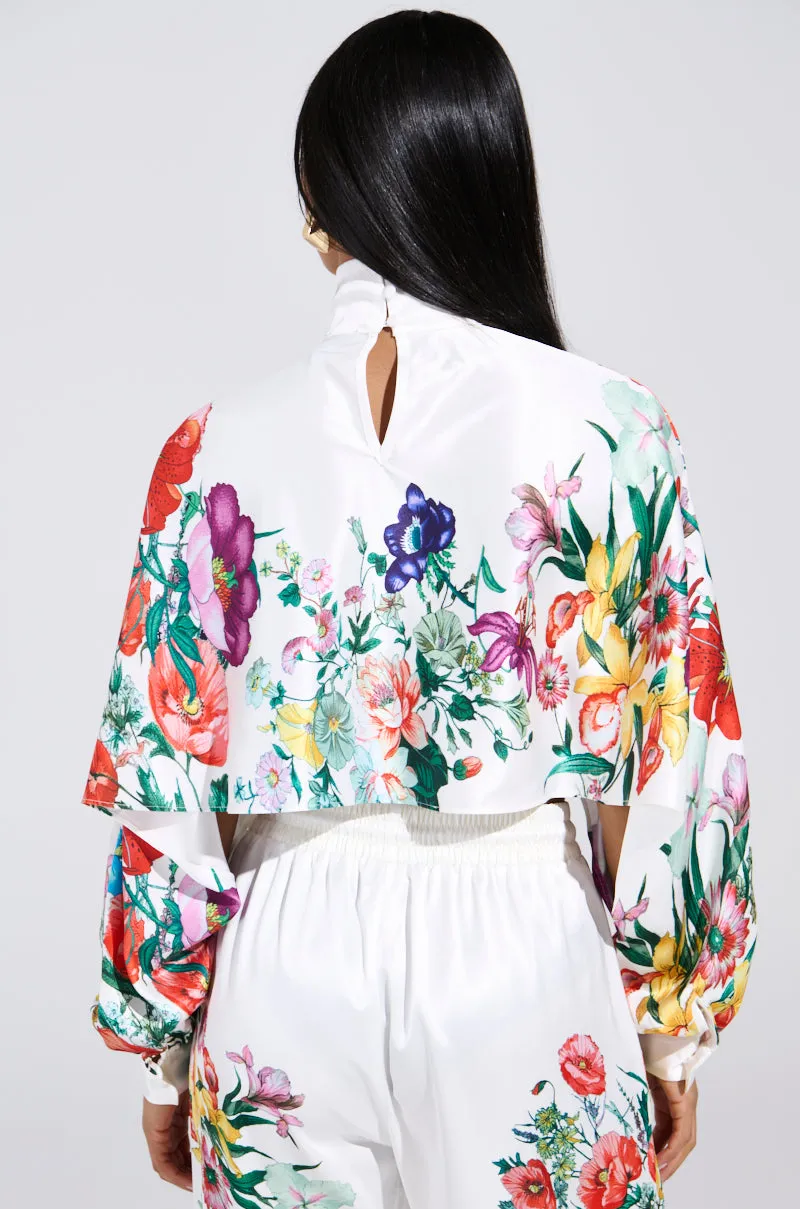 FULL BLOOM SATIN MOCK NECK BLOUSE IN WHITE sold by AKIRA product image thumbnail 5
