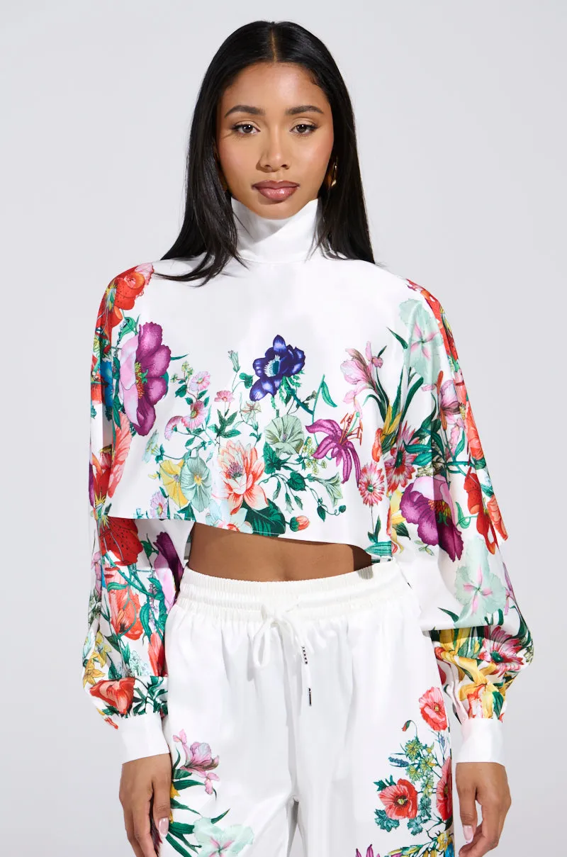 FULL BLOOM SATIN MOCK NECK BLOUSE IN WHITE sold by AKIRA product image thumbnail 3