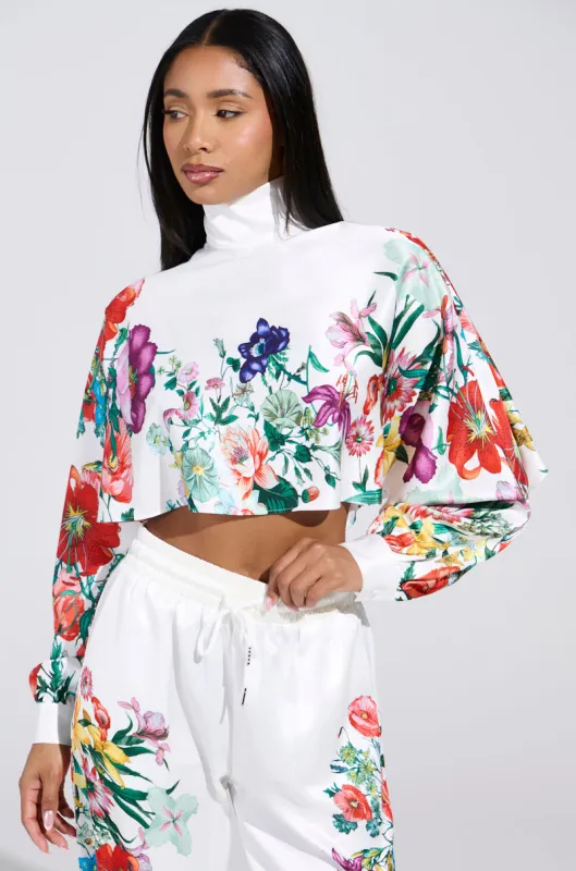 FULL BLOOM SATIN MOCK NECK BLOUSE IN WHITE sold by AKIRA