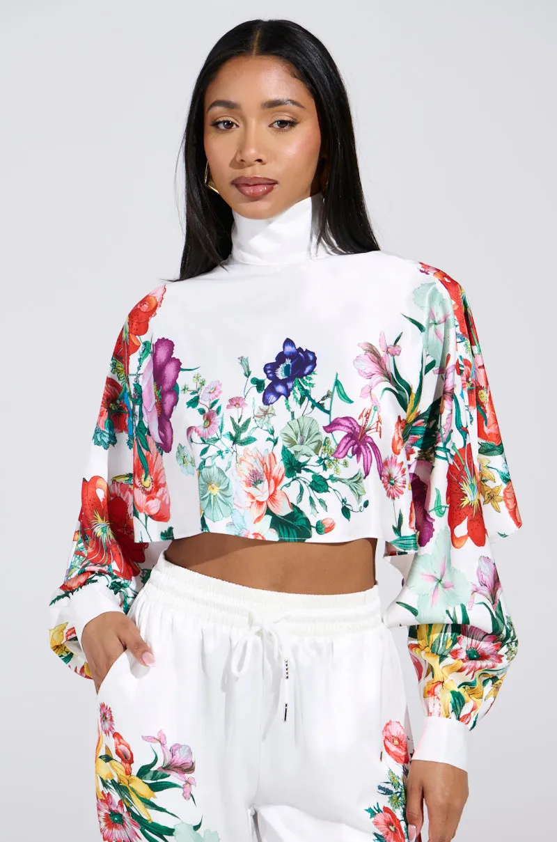 FULL BLOOM SATIN MOCK NECK BLOUSE IN WHITE sold by AKIRA product image thumbnail 2