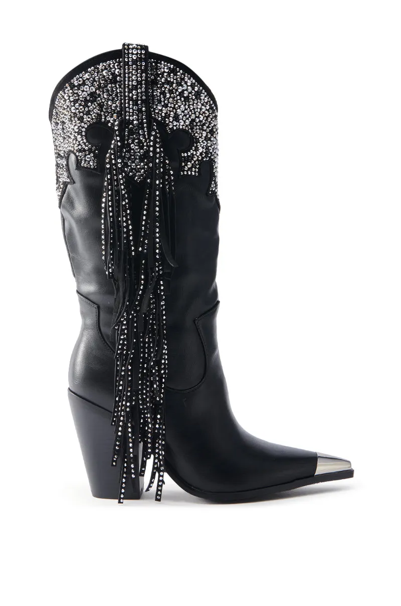 AZALEA WANG FULLER BLACK RHINESTONE EMBELLISHED COWBOY BOOT sold by AKIRA product image thumbnail 4