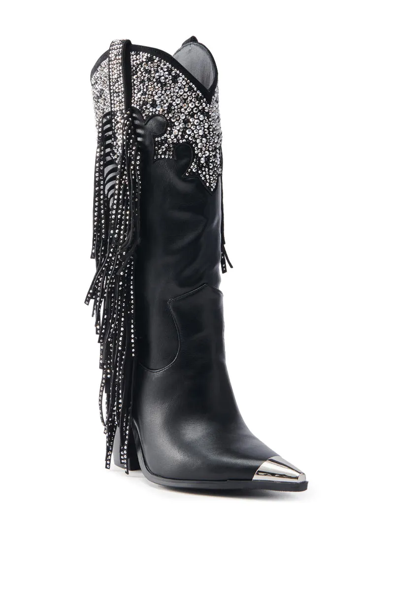 AZALEA WANG FULLER BLACK RHINESTONE EMBELLISHED COWBOY BOOT sold by AKIRA product image thumbnail 5