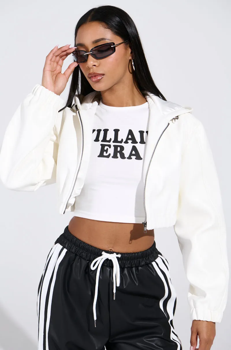 DEX HOODED BOMBER IN WHITE sold by AKIRA