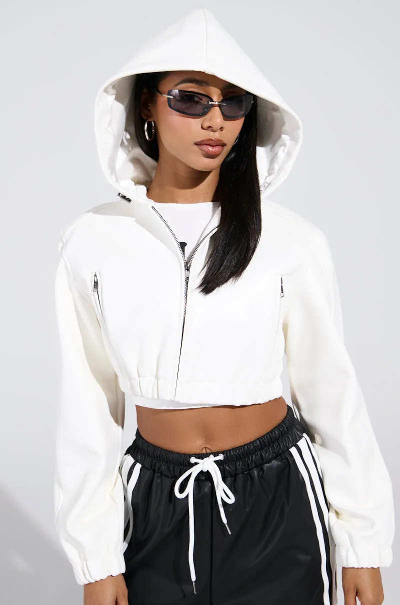 DEX HOODED BOMBER IN WHITE sold by AKIRA product image thumbnail 4