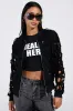 IONA CUTOUT DENIM BOMBER sold by AKIRA
