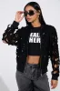 IONA CUTOUT DENIM BOMBER sold by AKIRA