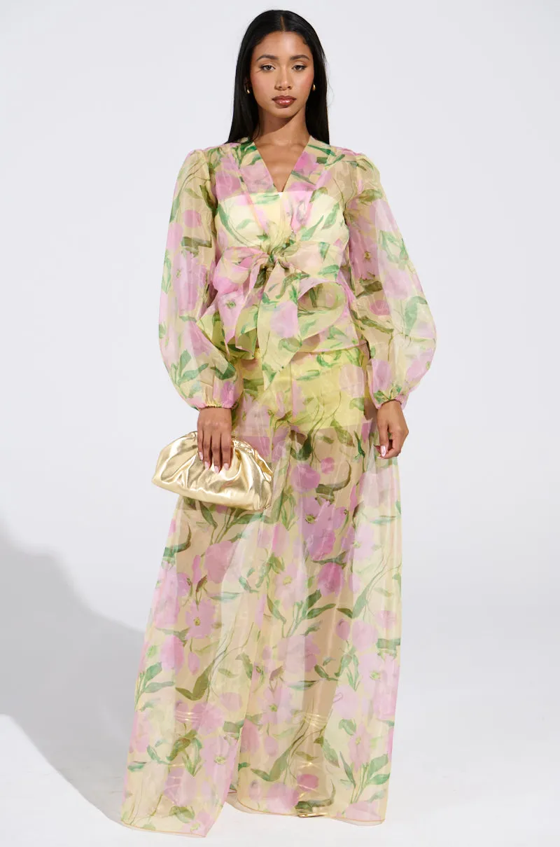 FLOWER POWER CHIFFON TIE-FRONT BLOUSE sold by AKIRA product image thumbnail 5