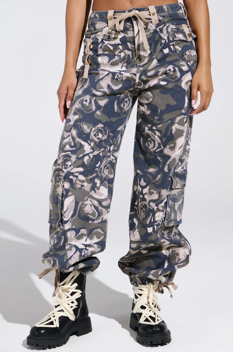 ON TOP OF IT WASHED CAMO JOGGER sold by AKIRA