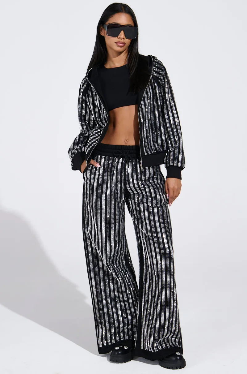 SPARKLE QUEEN WIDE LEG JOGGER sold by AKIRA