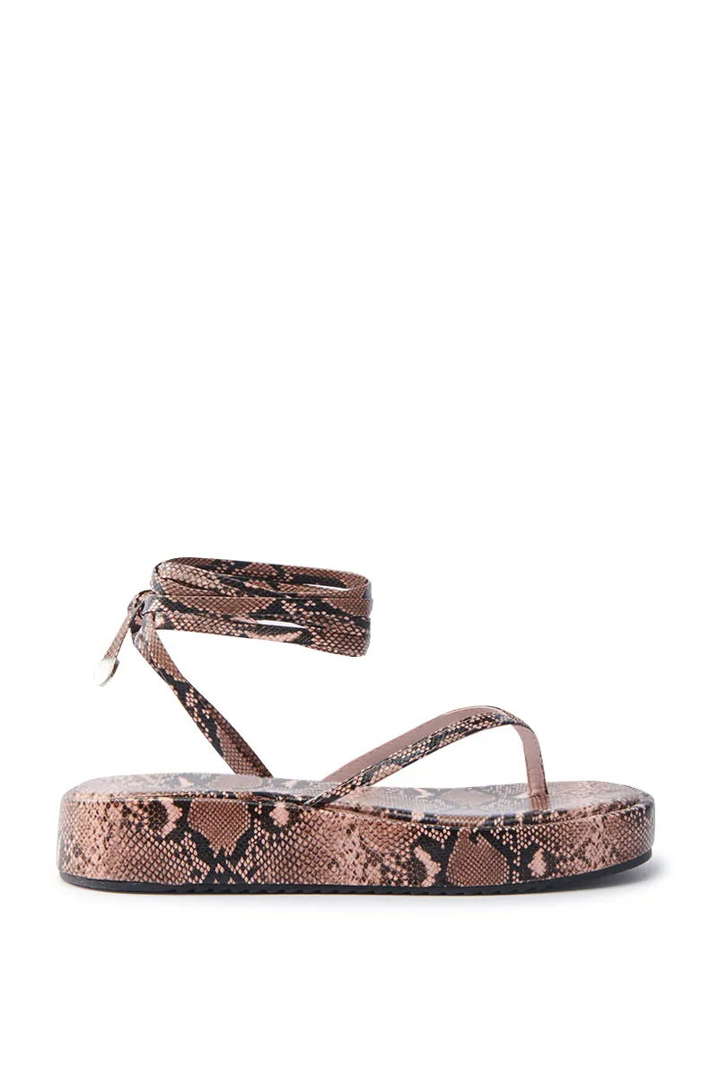 AKIRA IRVINE BROWN SNAKE LACE UP FLAT SANDAL sold by AKIRA product image thumbnail 4