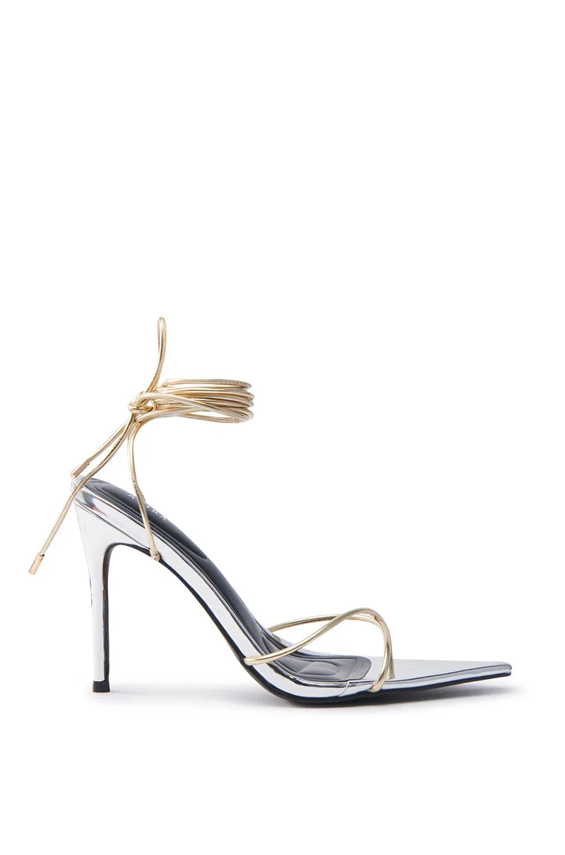 AKIRA SACHITA SILVER AND GOLD STILETTO SANDAL sold by AKIRA product image thumbnail 4