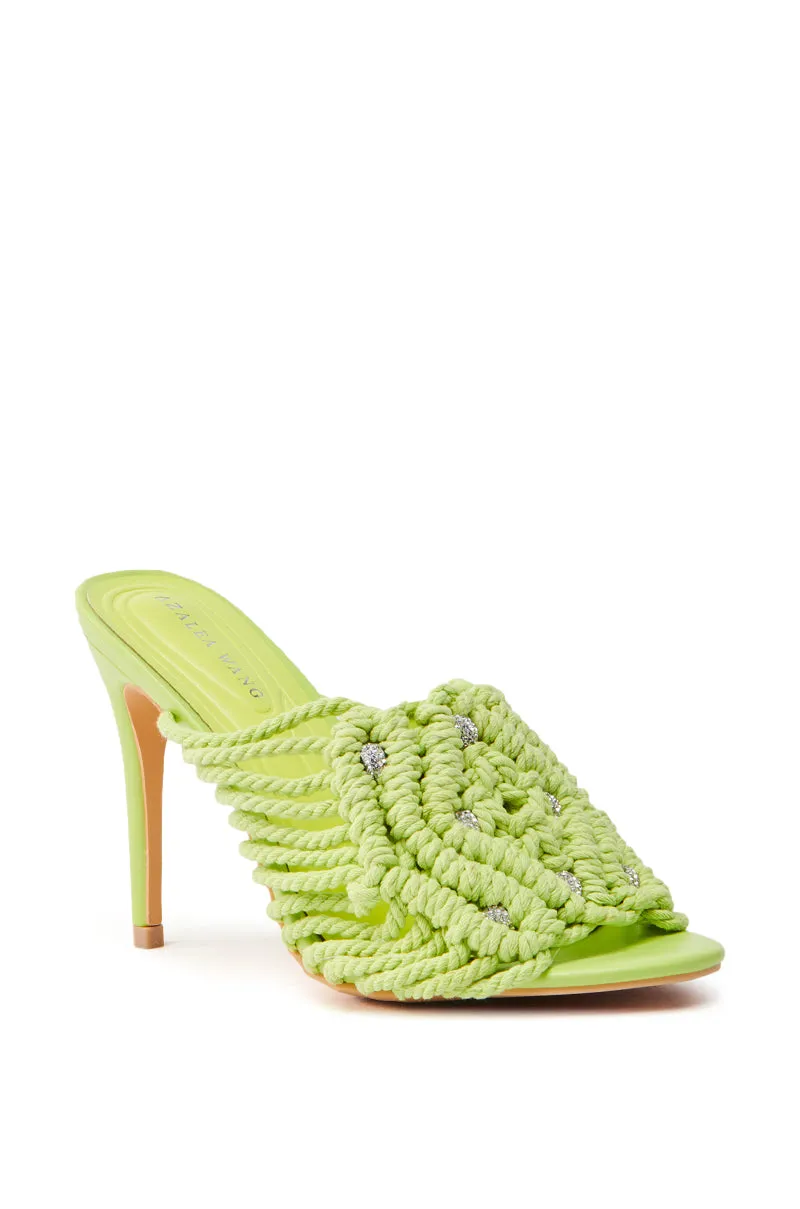 AZALEA WANG CERES LIME ROPE WITH RHINESTONE BEADS SANDAL sold by AKIRA product image thumbnail 3