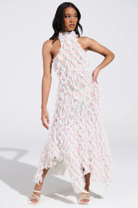 IT FACTOR MESH MAXI DRESS IN PINK sold by AKIRA