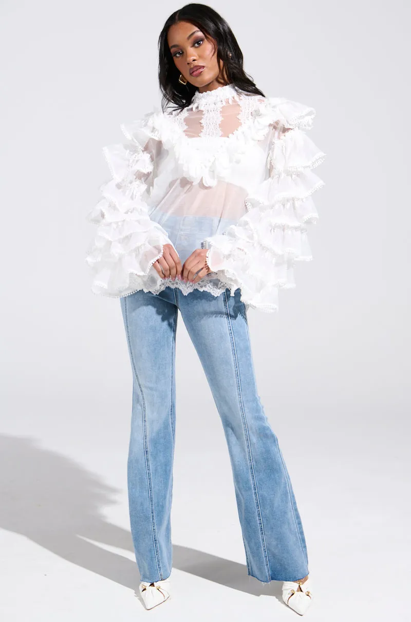 MELODY SHEER LACE LONG SLEEVE BLOUSE sold by AKIRA product image thumbnail 5