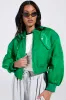 LUCKY ME ASYMMETRICAL BOMBER IN GREEN sold by AKIRA