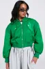 LUCKY ME ASYMMETRICAL BOMBER IN GREEN sold by AKIRA