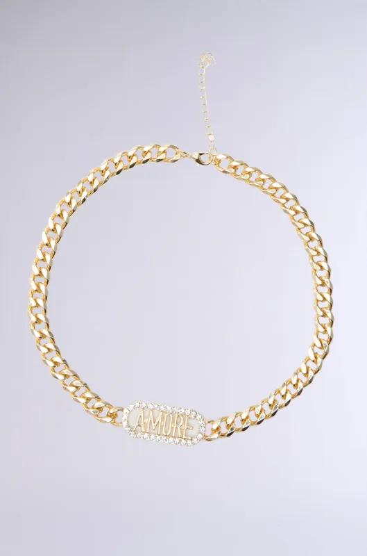 LOVE IS IN THE AIR NECKLACE IN GOLD sold by AKIRA