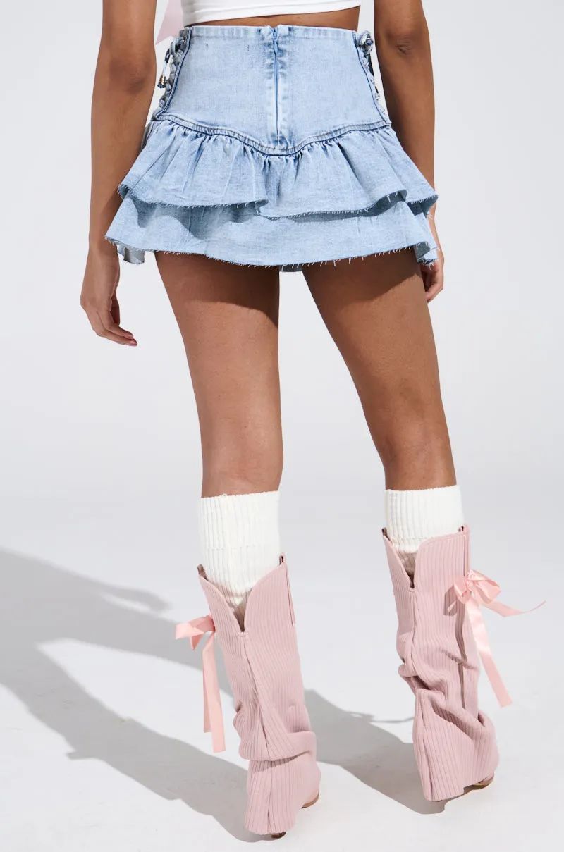 IN LOVE WITH YOU MINI DENIM SKIRT sold by AKIRA product image thumbnail 5