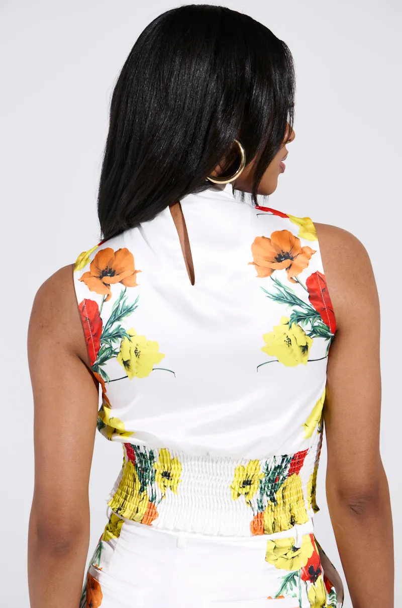 MIND MY OWN FLORAL SATIN BLOUSE sold by AKIRA product image thumbnail 4