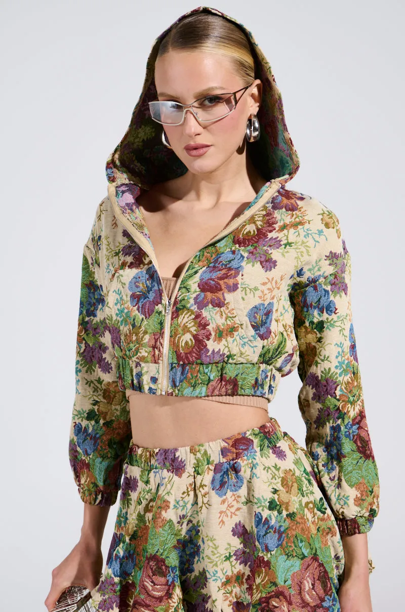 ALL ABOUT ME FLORAL BOMBER JACKET sold by AKIRA